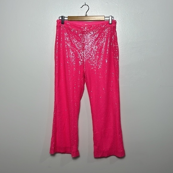 Main STRIP rhinestone crop cowboy sequin pants in fuchsia Medium - Picture 3 of 10